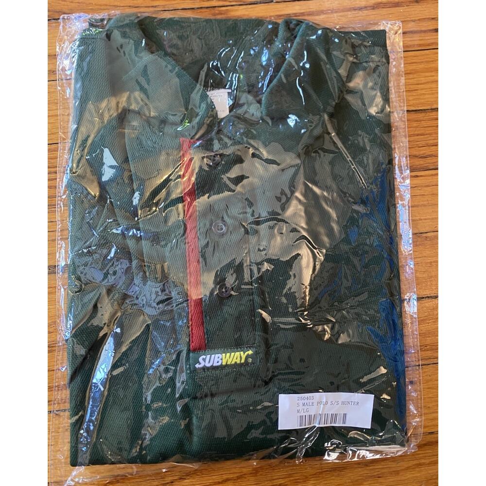 Subway Uniform Black Polo Shirt Male Size M/L Short Sleeve Brand New Green